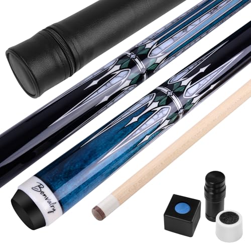 Pool Cue Kit - Stained Maple 58 Inch Pool Stick with Hard Case and Accessories for Billiards Enthusiasts - color: Blue, style: 21oz
