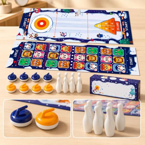 Tabletop Games Set, Indoor Bowling Game, Portable Shuffleboard & Mini Games, Enjoyment