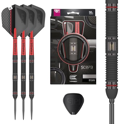 Target Darts Scope Steel Tip Swiss Point Darts, 90% Tungsten Dart Set | Steel Tip Dart, Red & Black Darts, Professional Dart Set with Swiss Points & Tool | Barrel 01/02/03/04 –21G/22G/23G/24G/25G - size: 23G, style: Barrel 01