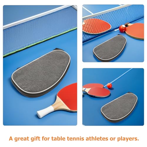 Cabilock 2pcs Table Tennis Racket Case Paddle Bag with Zipper Storage Organizer Grey Shell Portable Sports Bag for Ping Pong Paddle and Ball Carrying