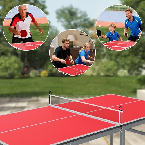 Portable Ping Pong Table,Table Top Ping Pong Set,6' x 3' Professional Indoor/Outdoor Table Tennis Set with Net, 2 Paddles & 3 Balls, Quick Assembly, for Adults, Teens, Family Game Room