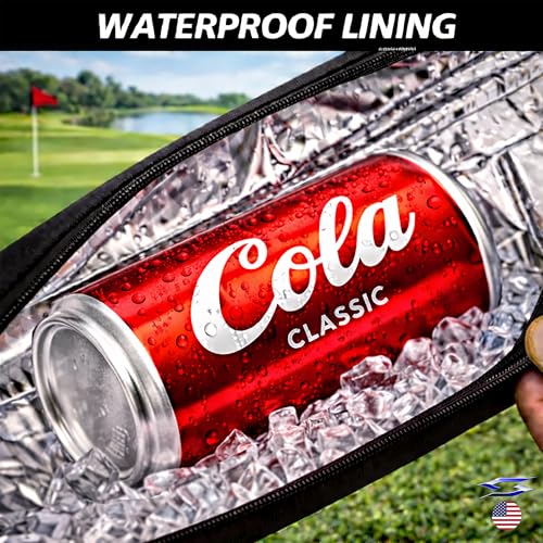 Polar Caddy Insulated Golf Bag Cooler Sleeve – Discreet 7 Can Beverage Chiller Full Length Zipper Adjustable Shoulder Strap Hidden Golf Cooler Bag Fits Most Cart Standard Bags - color: RWB Golf Tees
