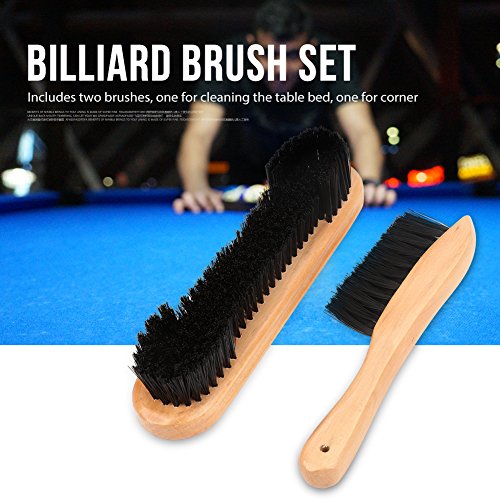 Dioche Pool Table Brush, Wooden Billiards Pool Table Rail Brush Set Cleaning TBilliards able & Corner Accessories