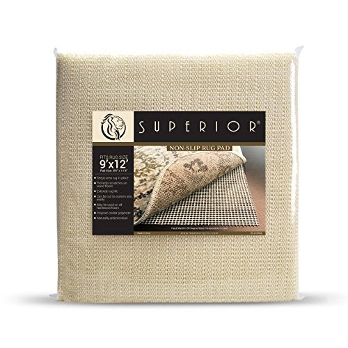 Superior Area Rug Pad, Non-Slip, Non-Skid, Floor Protector, Table Runner, Hardwood And Tile Floors Padding, Washable, Place Mats, Gripper Mat, Slide Stoppers, Rubber Rug Grip, 9' x 12', Cream - size: 9' x 12' (Rectangular)