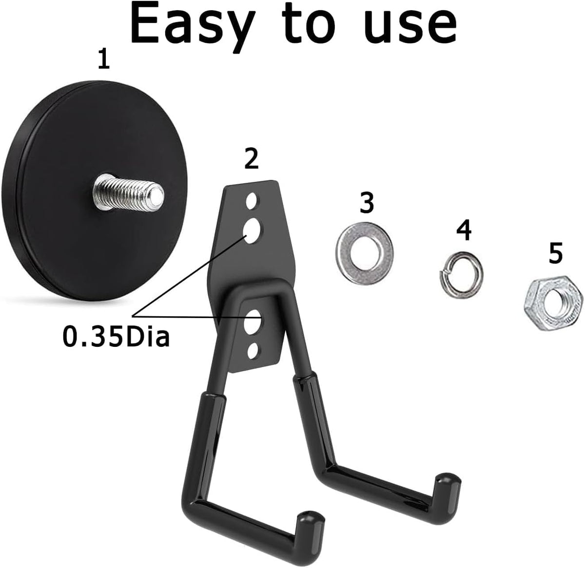 Heavy Duty Magnetic Hooks, Strong Large Magnet Hooks for Power Drill,Garden Tools, Hose,Pegboard,Garage, Workshop, Magnetic Storage Hook for Hanging,Super Powerful Magnetic Garage Hooks(2Pack)