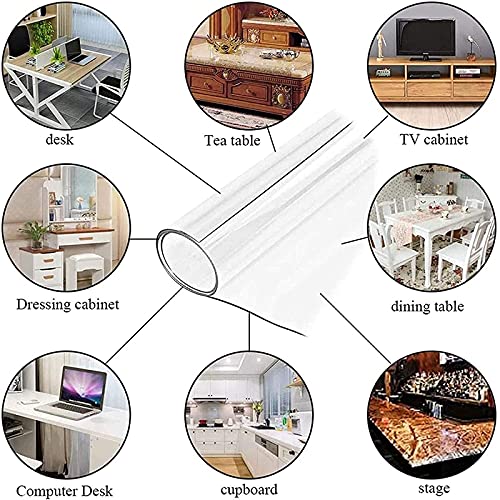 Clear PVC Table Protector - Waterproof, Oilproof, Easy Clean Wipeable Table Cover for Kitchen, Dining, Coffee Table - 1.5mm Thick, 110x220cm, Durable & Stylish