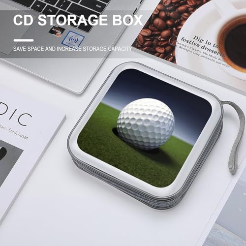 Golf Ball CD Case 40 Capacity DVD Case with Zipper Disc Storage Organizer Portable CD Holder Storage Hard Plastic DVD Wallet Holder Organizer for Home Car Travel