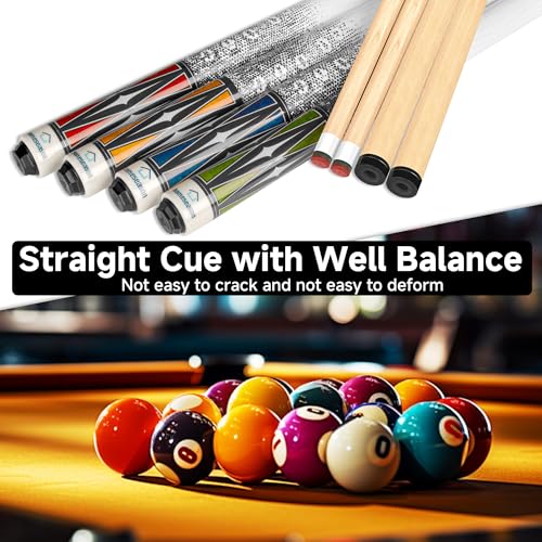 HomeSeason Pool Cue Stick 58" Billiard Cue Sticks 3D Printed Grip Professional Low Deflection Pool Sticks Maple Wood Pool Sticks 13mm Tip - color: 20oz