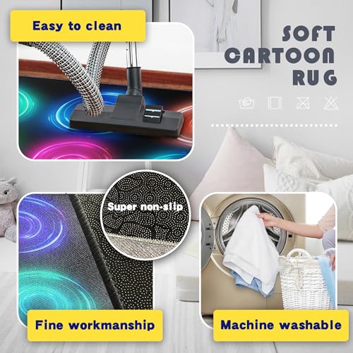5'x 6'6" Circle Sampler Abstract Educational Area Rug for Kids Bedroom, Preschool, Classroom, Playroom, Home Learning Circular Pattern Washable Carpet,Black - color: Circle01, size: 5'x 6'6"