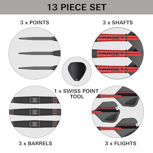 Target Darts Scope Steel Tip Swiss Point Darts, 90% Tungsten Dart Set | Steel Tip Dart, Red & Black Darts, Professional Dart Set with Swiss Points & Tool | Barrel 01/02/03/04 –21G/22G/23G/24G/25G - size: 23G, style: Barrel 04