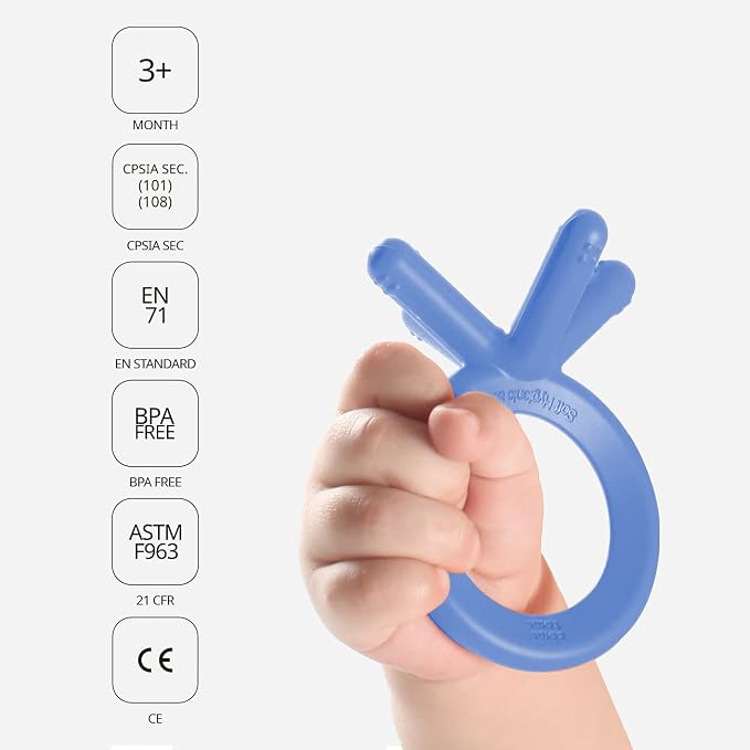 Comotomo Silicone Baby Teether, Blue