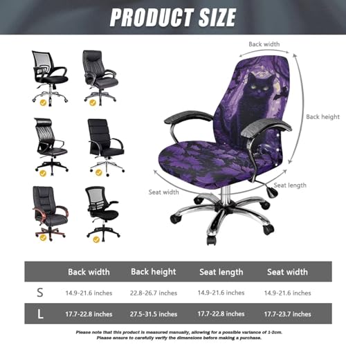 Cat Office Chair Covers, Computer Universal Protective Stretchable Chair Seat Covers Desk Armrest Covers Slipcovers Pads Office Cushion Backrest for Rotating - color: Cat, size: Large