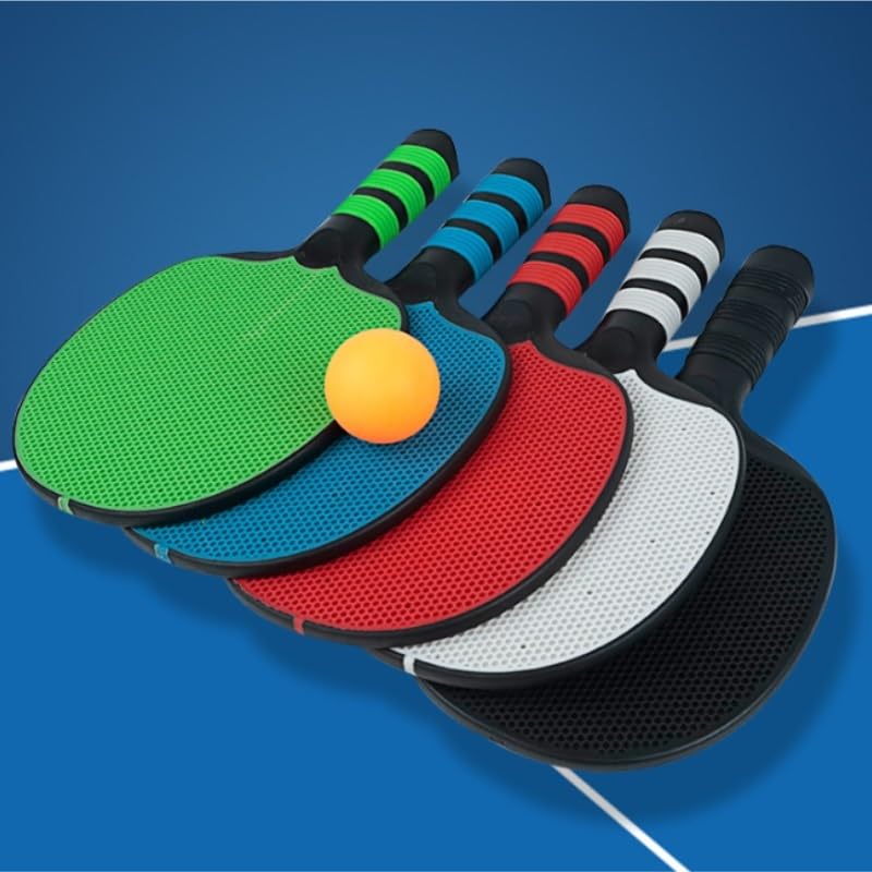 Molded Training Competition Table Tennis Racket Set with Straight Handle High Elasticity Rubber Coating - color: white-Dinosaur Doodle4