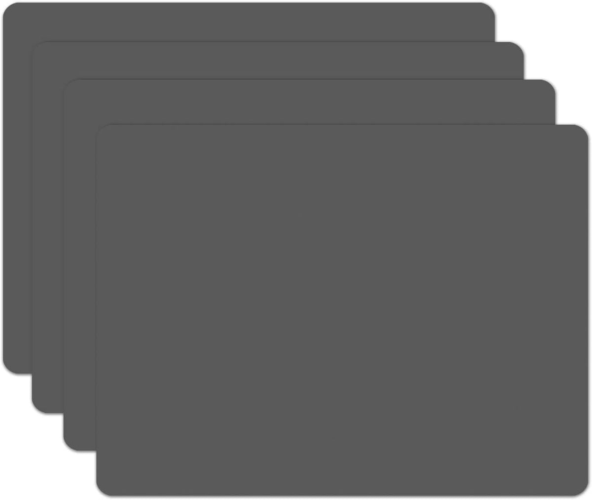 Silicone Placemats, Food-Grade Non-Slip Waterproof, Dining, Stain Resistant, Countertop Protector, Kitchen Counter Mat, Heat Resistant, Baking mat Dishwasher Safe (15.7x11.8Inch-4pack, Gray)