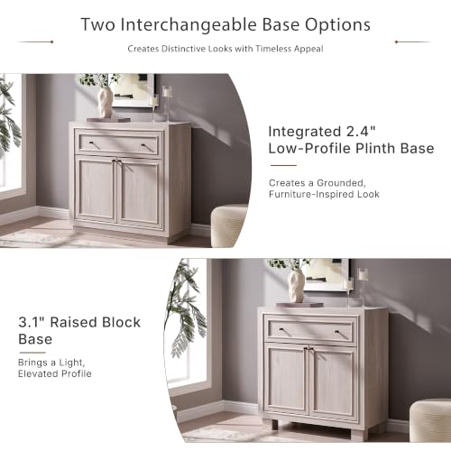 ACCOHOHO Modern Farmhouse Buffet Cabinet, 126" Sideboard Credenza, Modular Storage Cabinet with Framed Panel Fronts, Adjustable Shelves & Dual Base Design, White Alder - color: White Alder, size: 4 Piece