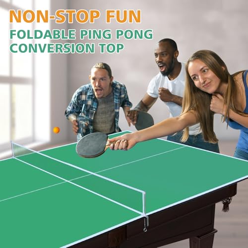 8ft Green Mid Size Ping Pong Conversion Top Foldable Portable Table Tennis Table Top for Indoor Games