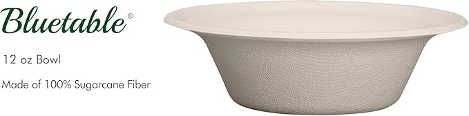 Paper Bowls Disposable Bowls Compostable [500 Pack] Bulk 12 oz Biodegradable Bowl - Case Pack Good For Hot Soup Chili - Made from 100% Sugarcane, Eco Friendly Bagasse Bowls Natural [500 Pack/Case]