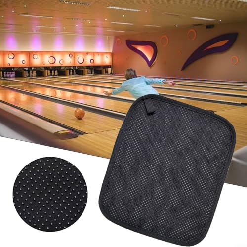 Bowling Ball Towel with Grip Beads, Microfiber Cleaner for Oil and Lane Conditioner, 10x8 Inches Reusable Pad for Gym and Alley, Black(Black) - color: Black
