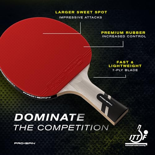 PRO-SPIN Ping Pong Paddles – ITTF Approved Professional Table Tennis Rackets with Carbon Fiber for Superior Control | 7-Ply Blade, Premium Rubber, 2.0mm Sponge - color: 1-Pack | Active Red