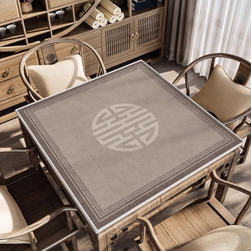 Square Mahjong Mat with Black Carrying Bag, Thick Anti Slip Tablecloth, Table Pad for Mahjong Poker and Tile Game(Light Gray,90CM/35.4") - color: Light Gray, size: 90CM/35.4"