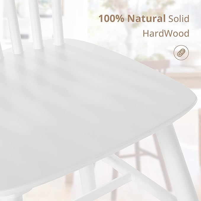 LUE BONA Windsor Dining Chair, Dining Chairs Set of 8, Spindle Back Wood Kitchen Chairs Wooden Dining Chair, Farmhouse Dining Chairs for Kitchen and Dining Room, White