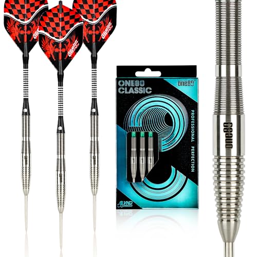 ONE80 90% VHD Steel Tip Tungsten Dart, Professional Barrel Style with Extra Flights, Shafts and Sharpener Gift Box Packaging - style: C-22g