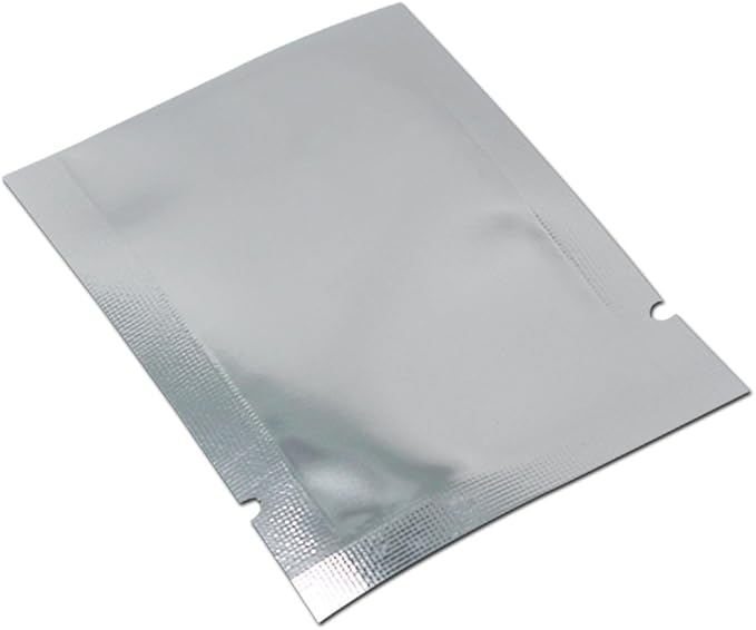 Silver Aluminum Foil Pouch Heat Seal Front Window Plastic Mini Open Top Flat Vacuum Packaging Mylar Bag Food Small Sample Mylar Storage with Tear Notch (500, 9x13cm(3.5x5.1 inch))