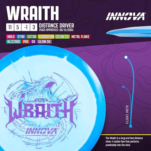 Innova Halo Star Wraith Disc Golf Distance Driver – Long and Fast Disc Golf Driver (Colors Will Vary) - size: 170-172g