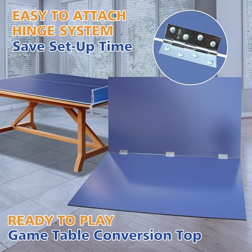 7/8/9ft Mid-Size Ping Pong Conversion Top with Net Set for Billiard and Pool Tables - Regulation Top Converts Billiards into Ping Pong Table Blue/Green/Black - color: Blue, size: 9 FT