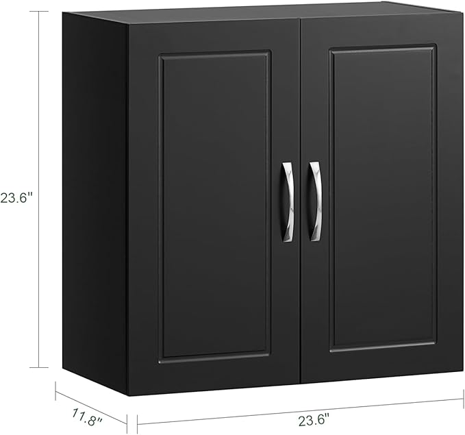 Haotian Wall Cabinet Laundry Room, Floating Storage Cabinet with Adjustable Shelf, Medicine Cabinet for Bathroom Kitchen Garage Hallway Entryway, Black FRG231-SCH