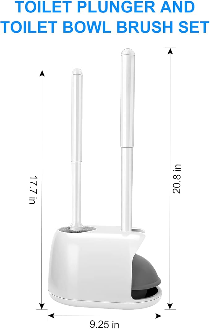 SetSail Toilet Brush Set, 3 Pack with Holder, White