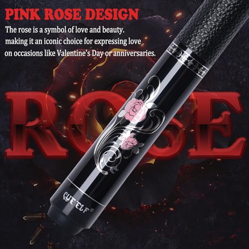 CUEELF Pink Pool Cue Stick 58inches Canadian Maple Billiard Cue Sticks Professional Pool Stick Gifts for Women and Ladies - color: Rose, size: 20 oz