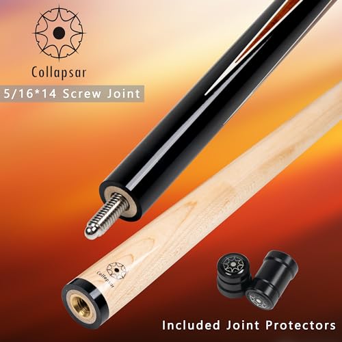 Collapsar CA Pool Stick with 1X1 Hard Case,58" Maple Professional Billiard Cue Stick,19-21 oz Pool Cue Set - color: CA006+Joint Protector+Hard Case, size: 20 ounce