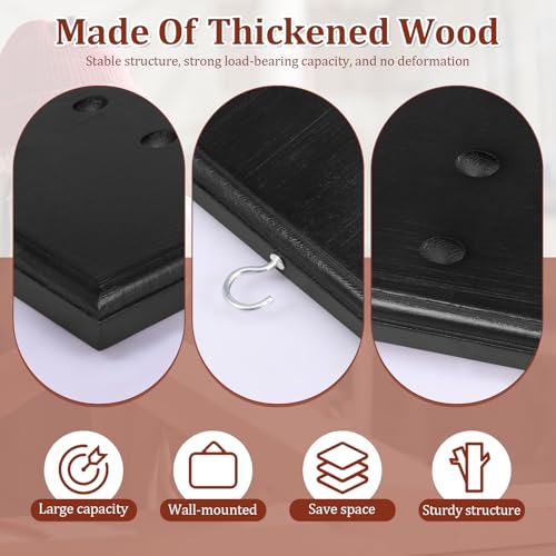Darts Caddy Wall Mounted Wooden Darts Holder with Metal Hook Space Saving Storage Rack for Game Room Apartment(black,1)