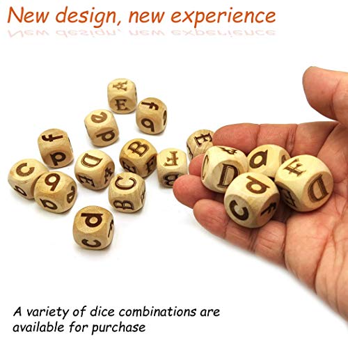 Creative Game Dice Set (8Pcs Identical Dices), 20MM Six Sided Square Wooden English Letter Pattern Rolling Dices for Party Gaming Favors (M2) - size: 8PCS(M2)