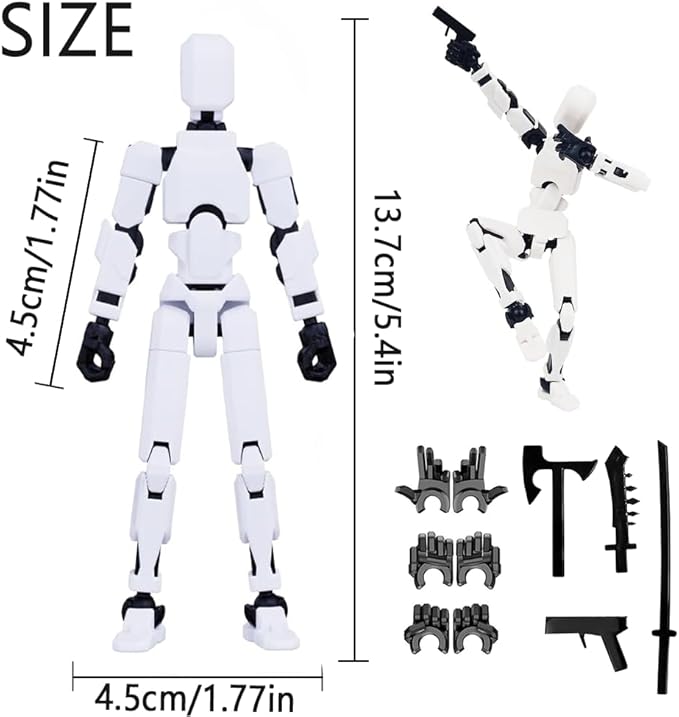 Dumwick Titan13 Action Figure, Lucky Robot 13 Action Figure,3D Printed Multi-Jointed Movable Action Figures,Dummy Robot 13 Figure Creative Gifts for Kids Adults(Transparent)