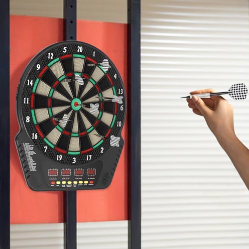 27 Game Modes Digital Electronic Dart Board, Ton Machine Electronic Dart Board with 11.6" LED Display, 243 Variants Soft Tip Dartboard for 16 Players, Voice Scoring, Soft Tip Darts