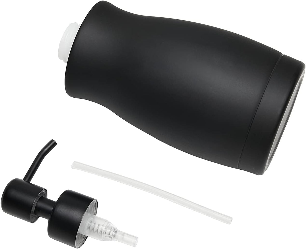 304 Stainless Steel Countertop Black Soap Dispenser Rust Resistant Leak-Proof Liquid Hand Sanitizer Pump with Hopper，for Kitchen Sink, Countertop, Bathroom (13.5oz/400ml)