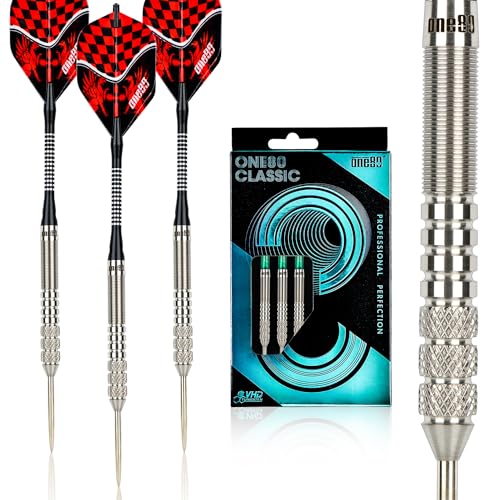 ONE80 90% VHD Steel Tip Tungsten Dart, Professional Barrel Style with Extra Flights, Shafts and Sharpener Gift Box Packaging - style: D-22g
