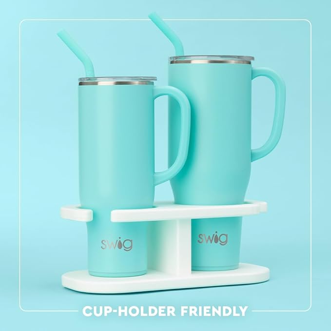 Swig Life 30oz Mega Mug, 30 oz Tumbler with Handle and Straw, Cup Holder Friendly, Dishwasher Safe, Extra Large Insulated Tumbler, Stainless Steel Water Bottle (Tutti Frutti)