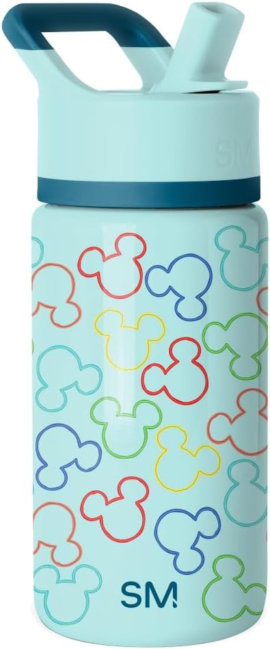Simple Modern Kids Summit Water Bottle with Straw Lid | Disney Mickey Mouse 14oz Stainless Steel Cup Insulated Tumbler for Boys, School | Cheers to Mickey Ears