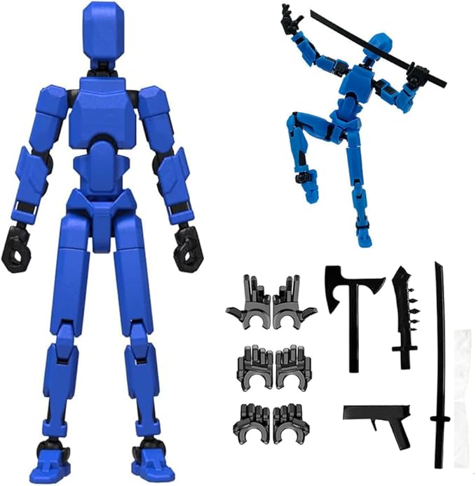 DANONI Titan 13 Action Figure Set, 3D Printed Multi-Jointed Movable Robot Action Figure, Decorations for Action Figures - Assembly Completed(Assembly Completed-Blue)