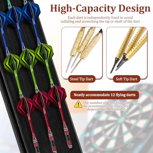 Darts Caddy Wall Mounted Wooden Darts Holder with Metal Hook Space Saving Storage Rack for Game Room Apartment(black,1)