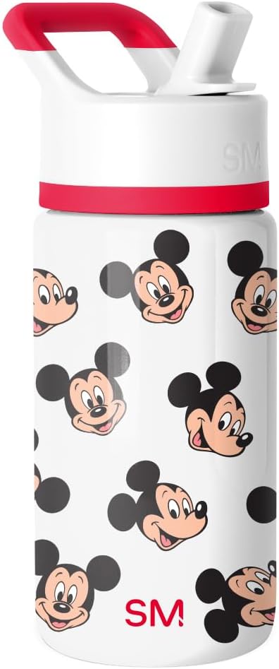 Simple Modern Kids Summit Water Bottle with Straw Lid | Disney Mickey Mouse 14oz Stainless Steel Cup Insulated Tumbler for Boys, Girls, School | Mickey Mouse Fun