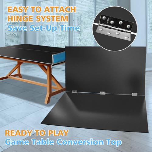 Ping Pong Table Top for Billiard Table, 7FT/8FT/8.5FT/9FT Foldable Table Tennis Table Topper for Pool Table, Indoor Outdoor Table Tennis Conversion Top w/Net & Premium Foam Padding (Black, 8.5x4.7 FT)