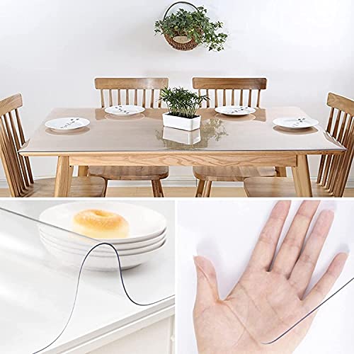 Clear PVC Table Protector - Waterproof, Oilproof, Easy Clean Wipeable Table Cover for Kitchen, Dining, Coffee Table - 1.5mm Thick, 110x220cm, Durable & Stylish