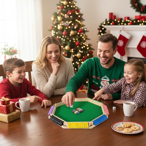Shut The Box Game Wooden, 2-6 Players Shut The Box Dice Game, Wooden Board Table Math Game with 16 Dice, Close The Boxes Board Game Set for Classroom, Home, Party