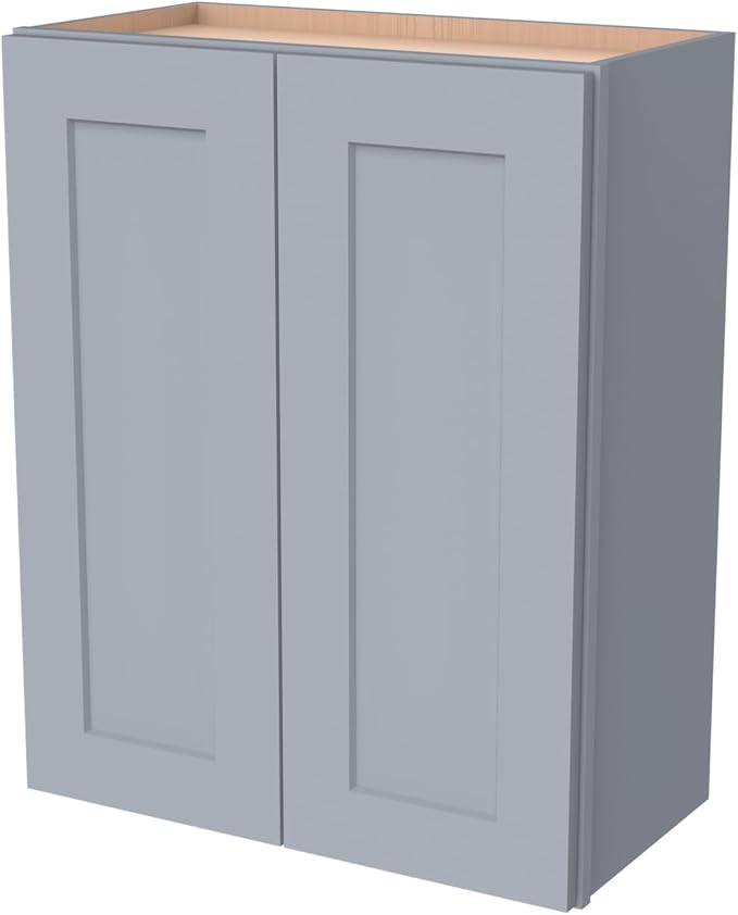 Wall-Mounted Cabinet – Solid Wood Shaker Style Medicine Cabinet with Adjustable Shelves & Soft-Close Doors for Bathroom, Kitchen, and Office Storage (Grey, 39" W x 12" D x 30" H)
