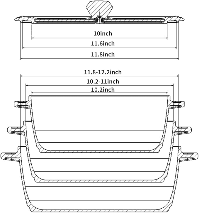 Tempered Strainer Lid for Stockpot Pasta Soup Pots - Universal Pan Lid with Heat Resistant Silicone Rim 10-12 inch Black