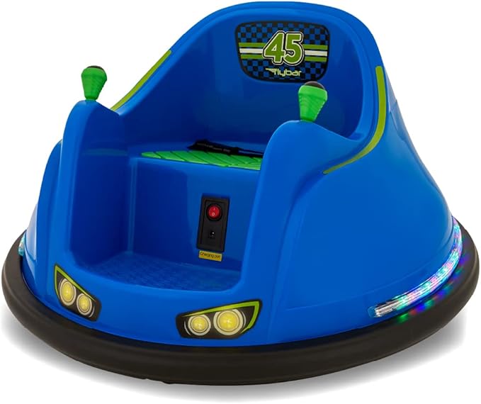Flybar FunPark Electric Bumper Car 6V for Toddlers, Kids, Baby Ride On Toys, Ages 1.5-4 Years, LED Lights, 360 Degree Spin, Supports up to 66 pounds (No Remote)